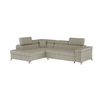 Canapé d’angle convertible PALAZZO 4 places beige – angle gauche avec coffre 