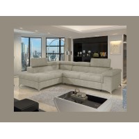 Canapé d’angle convertible PALAZZO 4 places beige – angle gauche avec coffre 