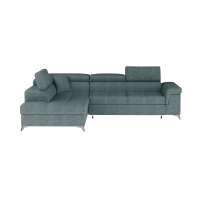 Canapé d’angle convertible PALAZZO 4 places vert bleu – angle gauche avec coffre 