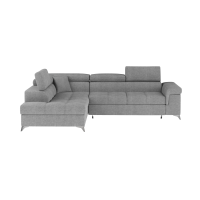 Canapé d’angle convertible PALAZZO 4 places gris clair – angle gauche avec coffre 