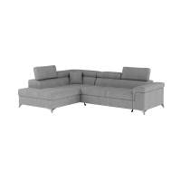 Canapé d’angle convertible PALAZZO 4 places gris clair – angle gauche avec coffre 