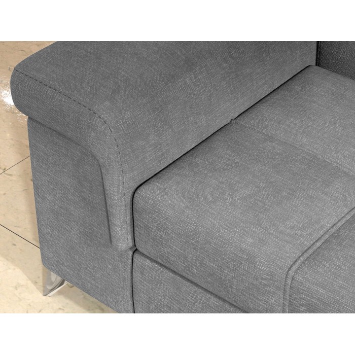 Canapé d’angle convertible PALAZZO 4 places gris clair – angle gauche avec coffre 