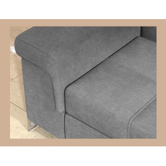 Canapé d’angle convertible PALAZZO 4 places gris clair – angle gauche avec coffre 