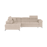 Canapé d’angle convertible PALAZZO 4 places beige – angle gauche avec coffre 