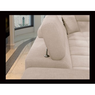 Canapé d’angle convertible PALAZZO 4 places beige – angle gauche avec coffre 