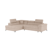 Canapé d’angle convertible PALAZZO 4 places beige – angle gauche avec coffre 