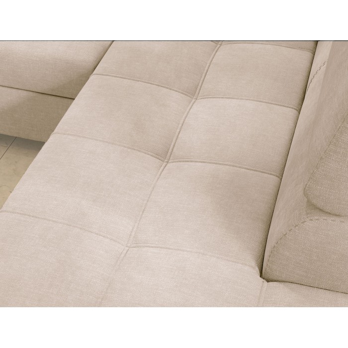 Canapé d’angle convertible PALAZZO 4 places beige – angle gauche avec coffre 