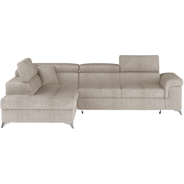 Canapé d’angle convertible PALAZZO 4 places beige – angle gauche avec coffre 