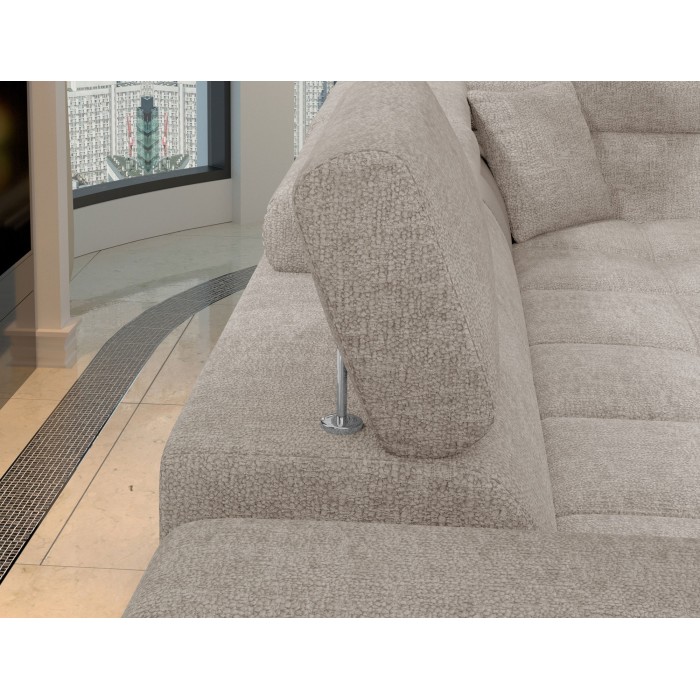 Canapé d’angle convertible PALAZZO 4 places beige – angle gauche avec coffre 