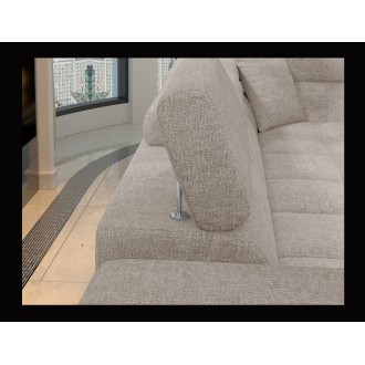 Canapé d’angle convertible PALAZZO 4 places beige – angle gauche avec coffre 