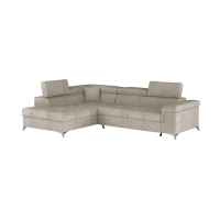Canapé d’angle convertible PALAZZO 4 places beige – angle gauche avec coffre 