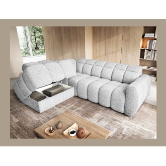 Canapé d’angle électrique RONDA 4 places gris clair – angle gauche 