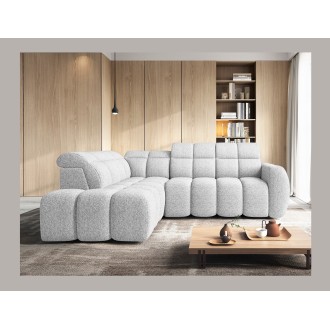 Canapé d’angle électrique RONDA 4 places gris clair – angle gauche 
