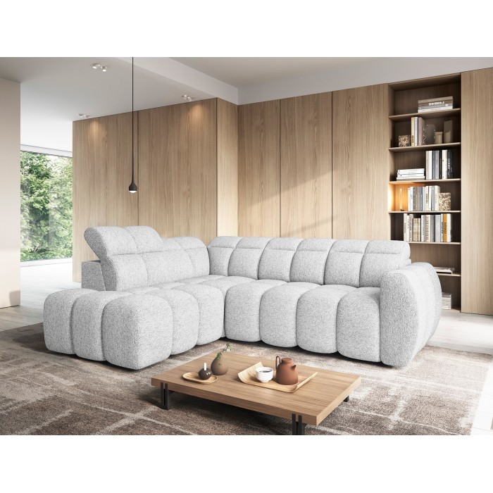 Canapé d’angle électrique RONDA 4 places gris clair – angle gauche 