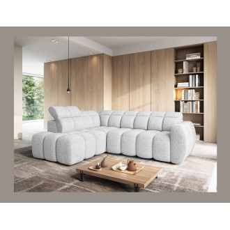 Canapé d’angle électrique RONDA 4 places gris clair – angle gauche 