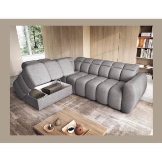Canapé d’angle électrique RONDA 4 places gris – angle gauche 