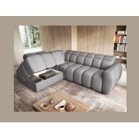 Canapé d’angle électrique RONDA 4 places gris – angle gauche 
