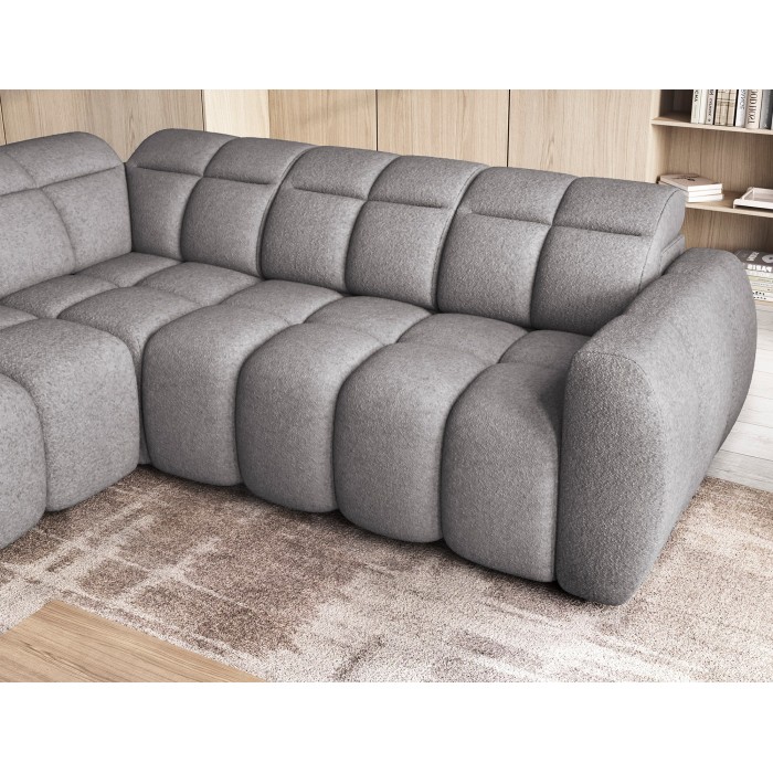 Canapé d’angle électrique RONDA 4 places gris – angle gauche 