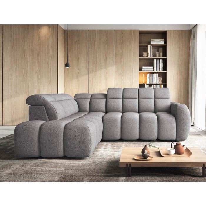 Canapé d’angle électrique RONDA 4 places gris – angle gauche 