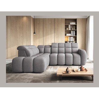 Canapé d’angle électrique RONDA 4 places gris – angle gauche 