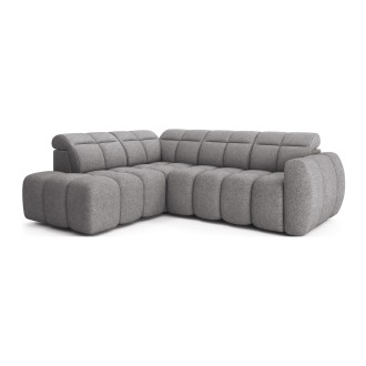 Canapé d’angle électrique RONDA 4 places gris – angle gauche 
