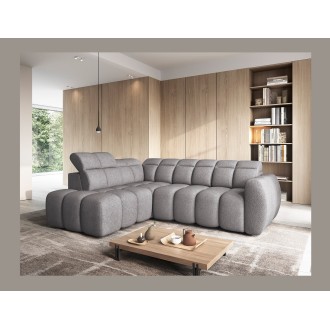 Canapé d’angle électrique RONDA 4 places gris – angle gauche 