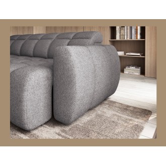 Canapé d’angle électrique RONDA 4 places gris – angle gauche 