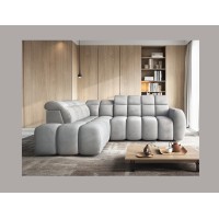 Canapé d’angle électrique RONDA 4 places gris – angle gauche – version 2 