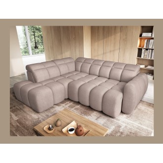 Canapé d’angle électrique RONDA 4 places marron clair – angle gauche 