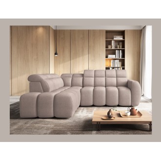 Canapé d’angle électrique RONDA 4 places marron clair – angle gauche 