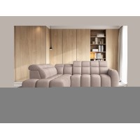 Canapé d’angle électrique RONDA 4 places marron clair – angle gauche 