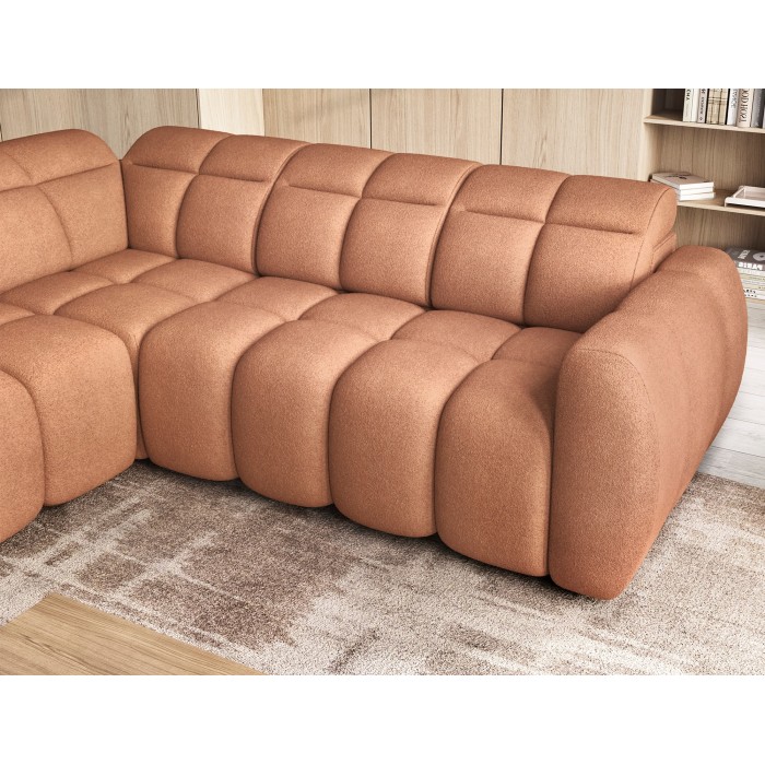 Canapé d’angle électrique RONDA 4 places orange corail – angle gauche 
