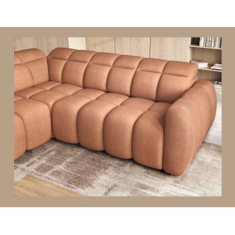 Canapé d’angle électrique RONDA 4 places orange corail – angle gauche 