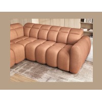 Canapé d’angle électrique RONDA 4 places orange corail – angle gauche 