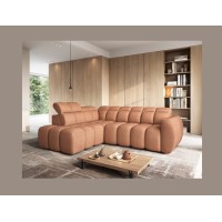 Canapé d’angle électrique RONDA 4 places orange corail – angle gauche 