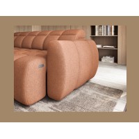 Canapé d’angle électrique RONDA 4 places orange corail – angle gauche 