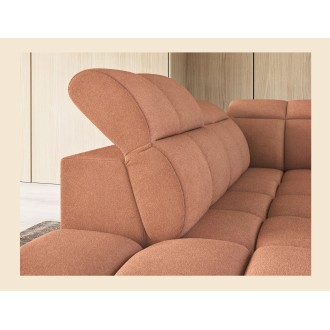 Canapé d’angle électrique RONDA 4 places orange corail – angle gauche 