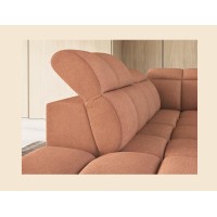 Canapé d’angle électrique RONDA 4 places orange corail – angle gauche 