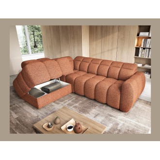 Canapé d’angle électrique RONDA 4 places orange chiné – angle gauche 