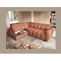 Canapé d’angle électrique RONDA 4 places orange chiné – angle gauche 
