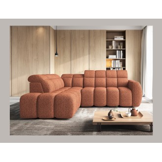 Canapé d’angle électrique RONDA 4 places orange chiné – angle gauche 