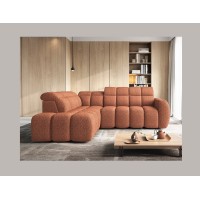 Canapé d’angle électrique RONDA 4 places orange chiné – angle gauche 