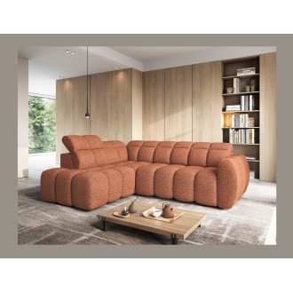 Canapé d’angle électrique RONDA 4 places orange chiné – angle gauche 