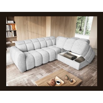 Canapé d’angle électrique RONDA 4 places gris clair – angle droit 