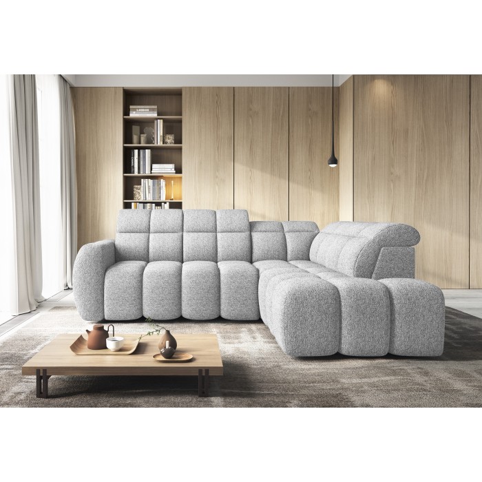Canapé d’angle électrique RONDA 4 places gris clair – angle droit 