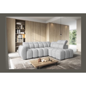 Canapé d’angle électrique RONDA 4 places gris clair – angle droit 