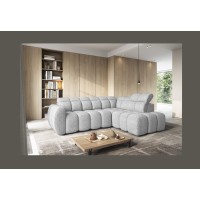 Canapé d’angle électrique RONDA 4 places gris clair – angle droit 