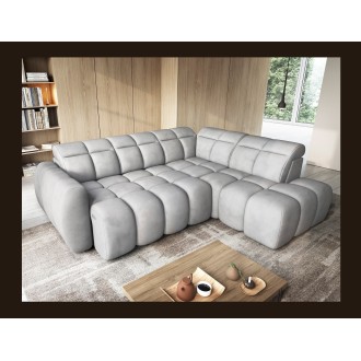 Canapé d’angle électrique RONDA 4 places gris – angle droit 