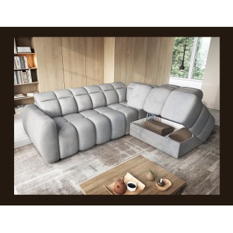Canapé d’angle électrique RONDA 4 places gris – angle droit 
