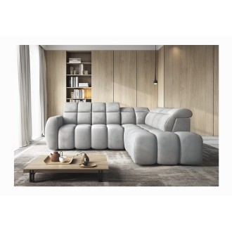 Canapé d’angle électrique RONDA 4 places gris – angle droit 